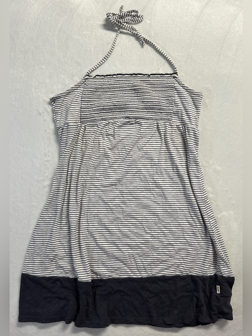 Y2K ROXY women's white grey striped mini halter beach dress, M.